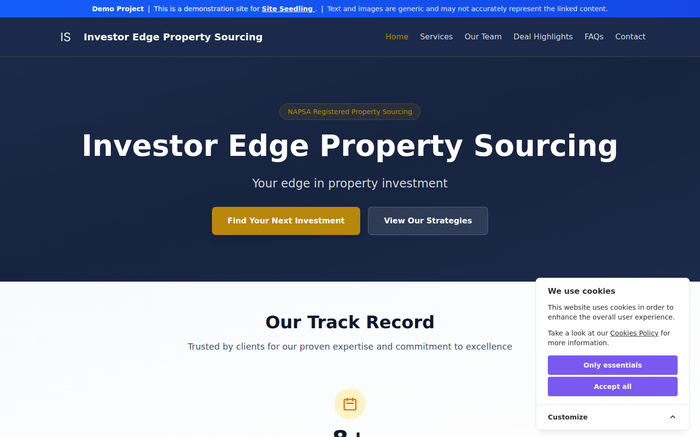 Preview of Property Investor theme homepage